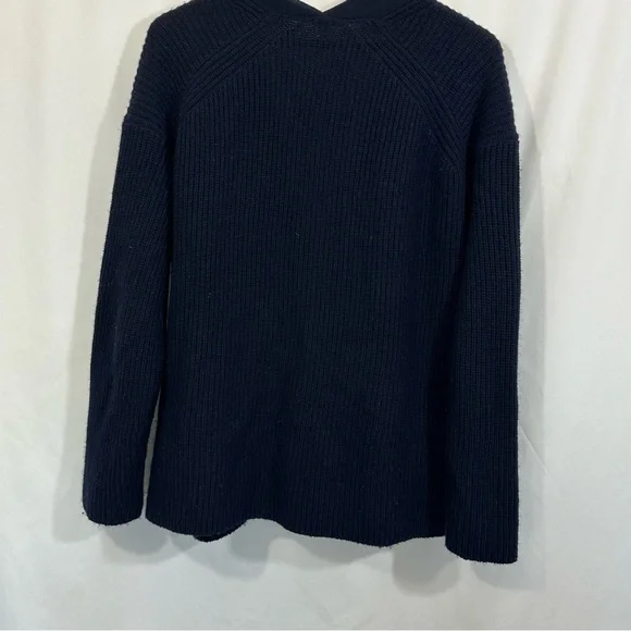 Vince Wool Cashmere Ribbed Knit Cardigan Sweater in Navy Blue - Picture 7 of 10
